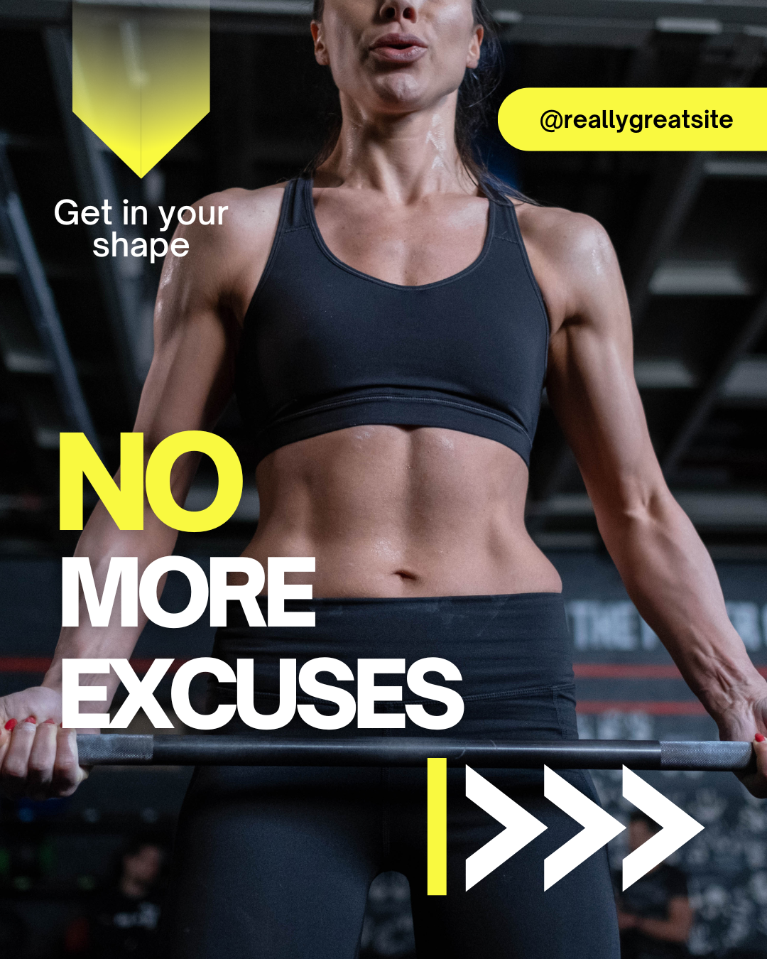 Black Neon Yellow Gym Motivation Instagram Post